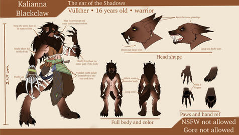 Kalianna Blackclaw - half wolf form